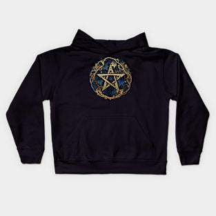 Pagan Pentacle with Leaves Kids Hoodie